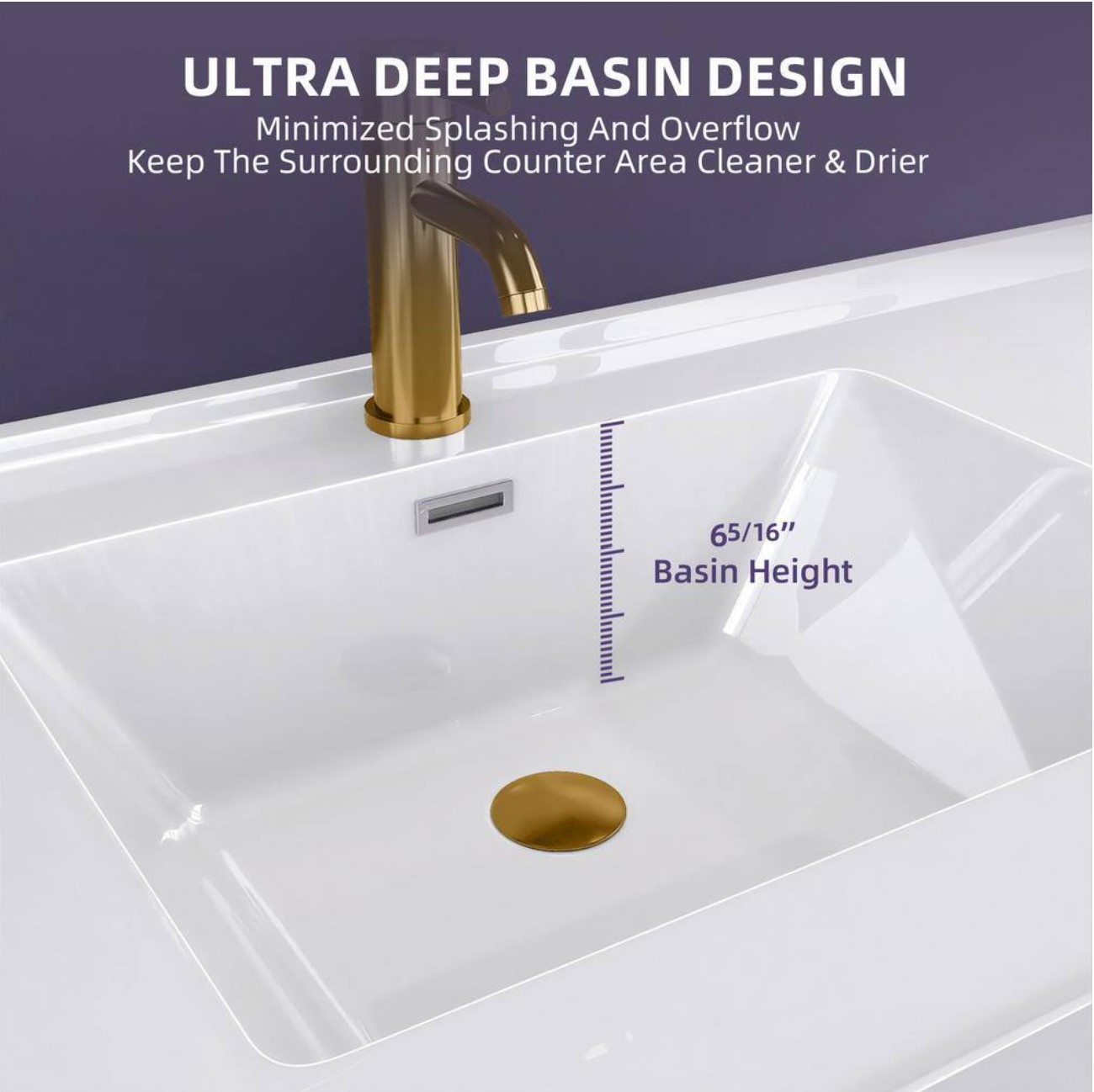 60 in. W x22 in. D Solid Surface Vanity Top White Rectangular Double Sinks Vanity Top with Backsplash & Basin Countertop